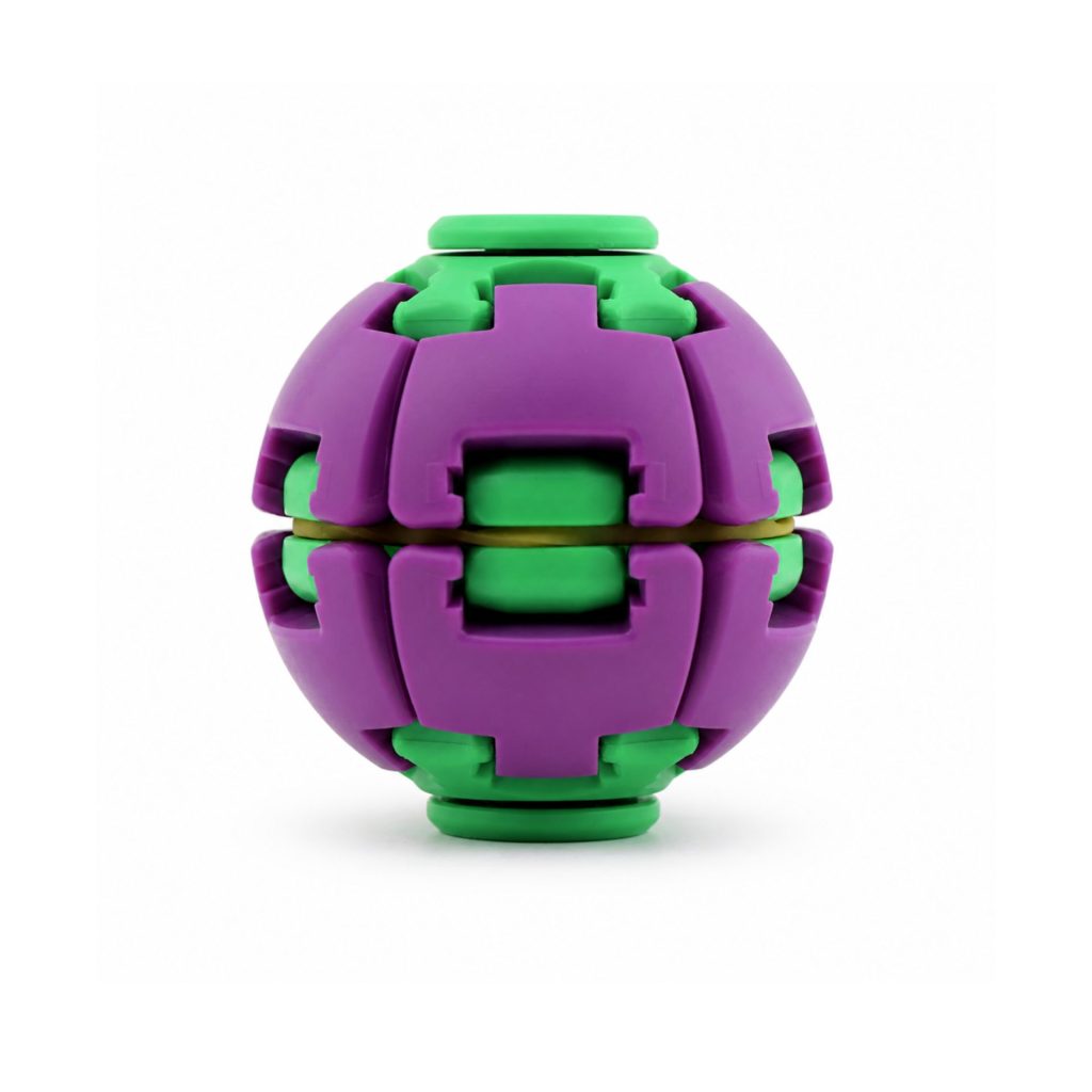 Jucarie Antistres Rotativa, Flippy, Model Minge Push and Spin, Rotire Manuala, Structura 3D Interactiva, Relaxare si Indemanare, 6.3 cm, Albastru