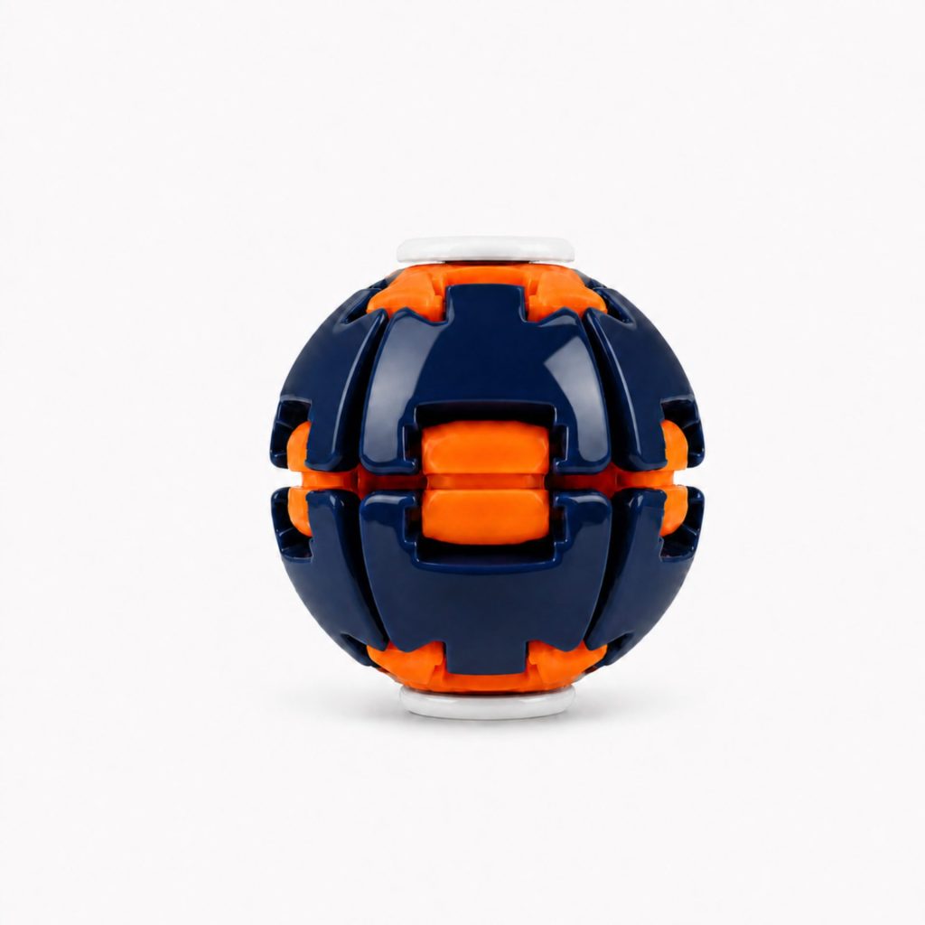 Jucarie Antistres Rotativa, Flippy, Model Minge Push and Spin, Rotire Manuala, Structura 3D Interactiva, Relaxare si Indemanare, 6.3 cm, Navy