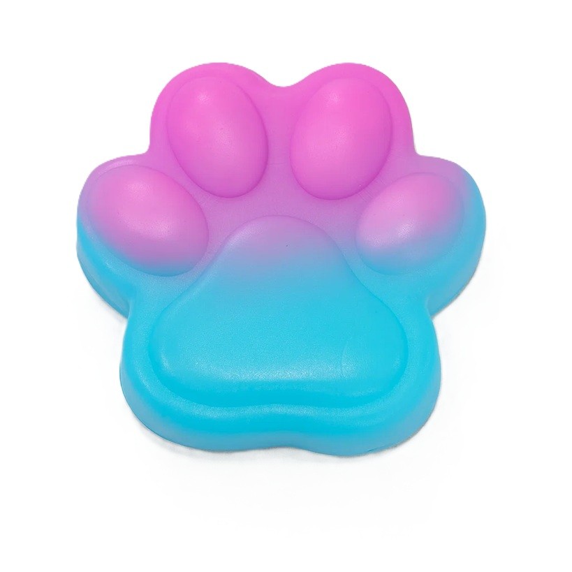 Jucarie Antistres Squishy, Flippy, cu Revenire Lenta, Labuta de Pisica Pufoasa, 7.5 cm, Ambalaj Transparent, Model 270512, Albastru/Roz