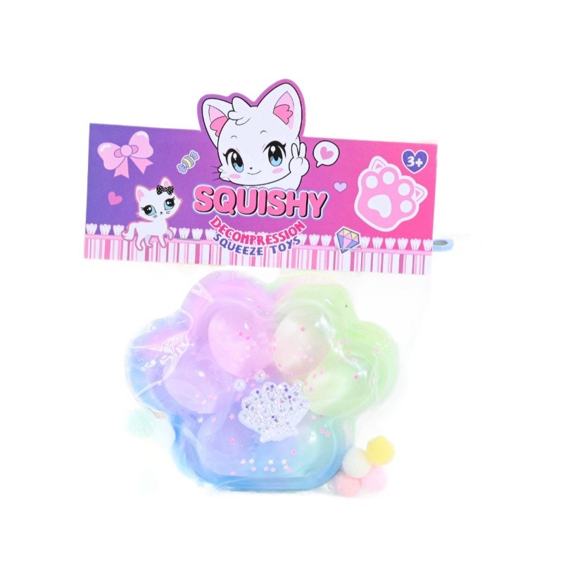 Jucarie Antistres Squishy, Flippy, Labuta de Pisica Squeeze Toys, cu Revenire Lenta, 7.5 cm, Model 270531, Multicolor