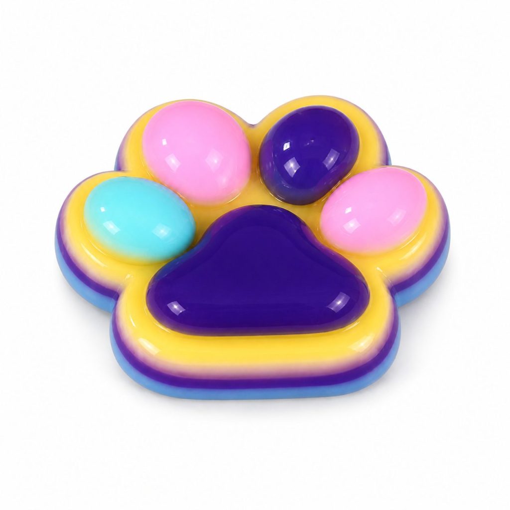 Jucarie Antistres Squishy, Flippy, cu Revenire Lenta, Labuta de Pisica Pufoasa, 7.5 cm, Ambalaj Transparent, Model 27051, Multicolor