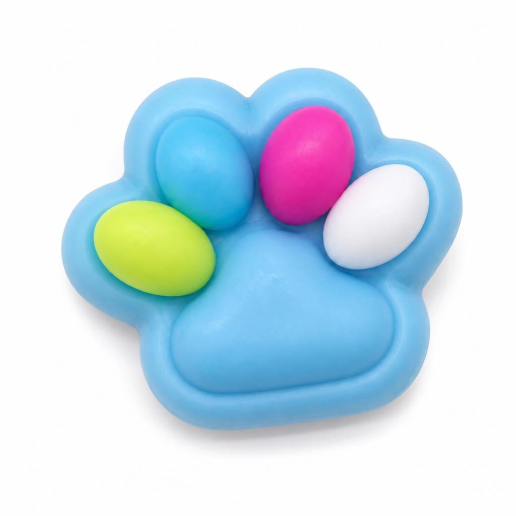 Jucarie Antistres Squishy, Flippy, Revenire Lenta, Model Labuta de Pisica Pufoasa, 7.5x7.5 cm, Multicolor