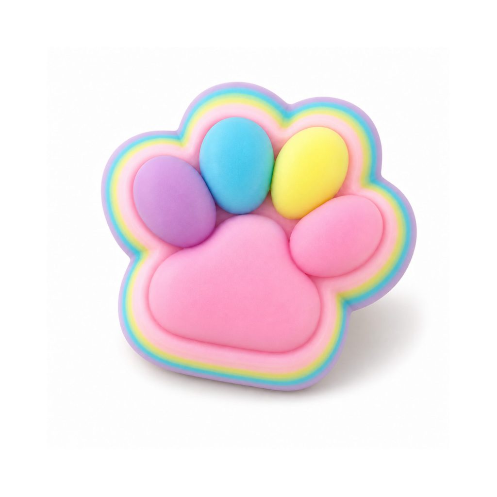 Jucarie Antistres Squishy, Flippy, Revenire Lenta, Labuta de Pisica Pufoasa, 7.5x7.5 cm, Multicolor