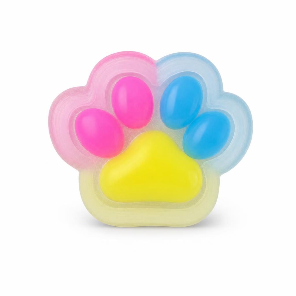 Jucarie Antistres Squishy, Flippy, cu Revenire Lenta, Labuta de Pisica Pufoasa, 7.5 cm, Ambalaj Transparent, Model 27055, Multicolor