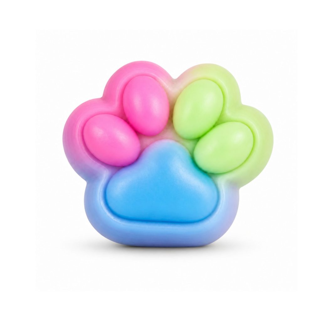 Jucarie Antistres Squishy, Flippy, Revenire Lenta, Model Labuta de Pisica Pufoasa, 7.5x7.5 cm, Multicolor