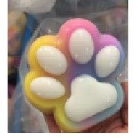 Jucarie Antistres Squishy, Flippy, cu Revenire Lenta, Labuta de Pisica Pufoasa, 8.5 x 7.5 cm, Ambalaj Transparent, Multicolor Alb