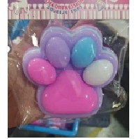 Jucarie Antistres Squishy, Flippy, cu Revenire Lenta, Labuta de Pisica Pufoasa, 8.5 x 7.5 cm, Ambalaj Transparent, Multicolor Roz
