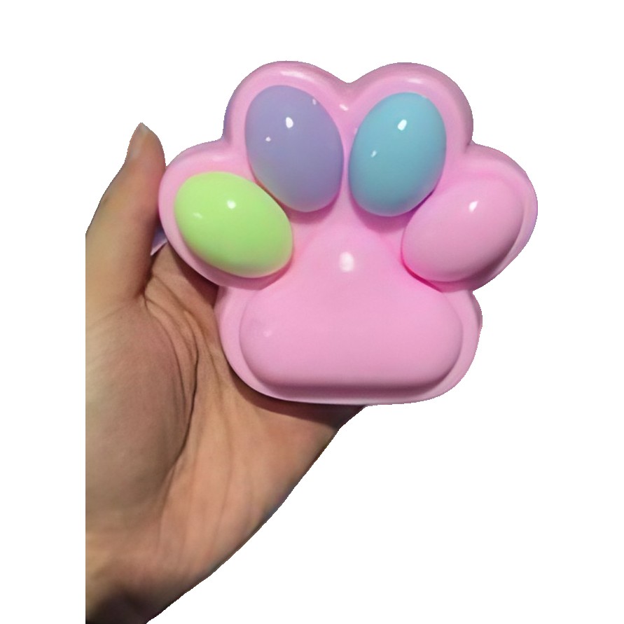 Jucarie Antistres Squishy, Flippy, cu Revenire Lenta, Squeeze Pinch Family, Model Cat Paw, 12.5x10.5 cm, 220g, Ambalaj Transparent, Model 023, Multicolor