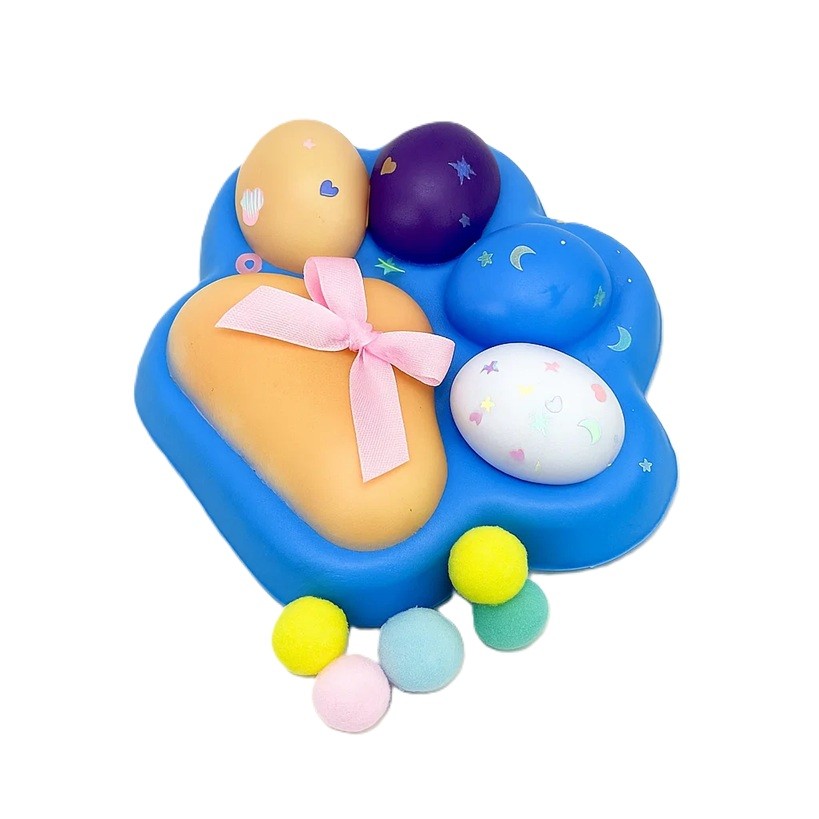 Jucarie Antistres Squishy, Flippy, cu Revenire Lenta, Squeeze Toys, Model Cat Paw, 12.5x10.5 cm, 220g, +3 Ani, din TPR, Model 7, Multicolor