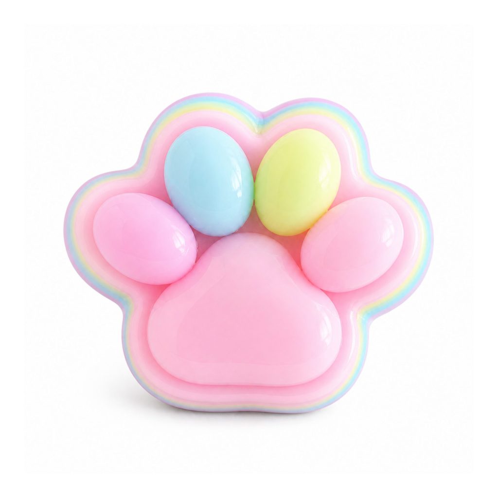 Jucarie Antistres Squishy, Flippy, Labuta de Pisica Pufoasa, cu Revenire Lenta, 7.5 x 8.5 cm, Model 27052, Multicolor