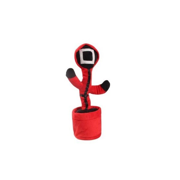Jucarie cactus Squid Game pentru copii, Flippy, imita, canta, danseaza, 32 cm, rosu/negru, Patrat