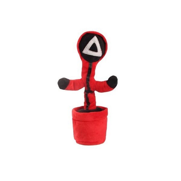 Jucarie cactus Squid Game pentru copii, Flippy, imita, canta, danseaza, 32 cm, rosu/negru, triunghi