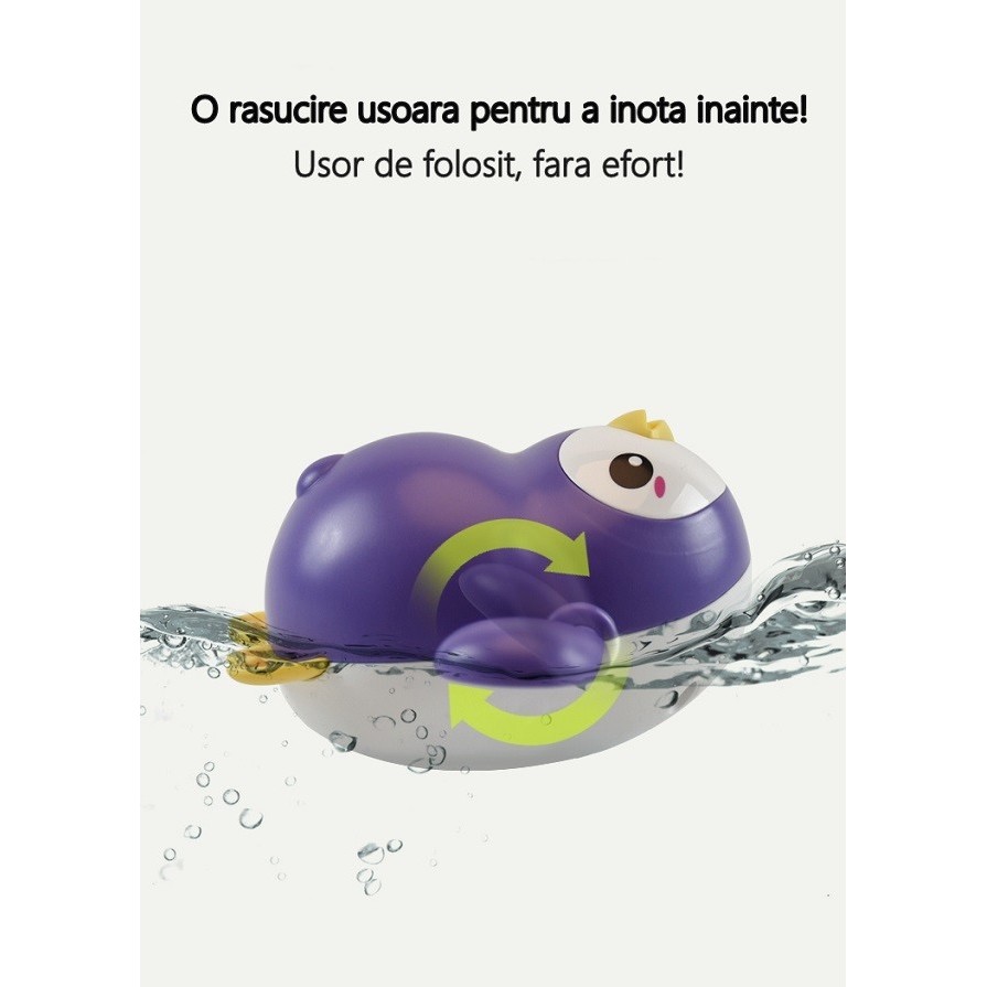 Jucarie de baie interactiva pentru copii, Flippy, pinguinul mov - Image 4