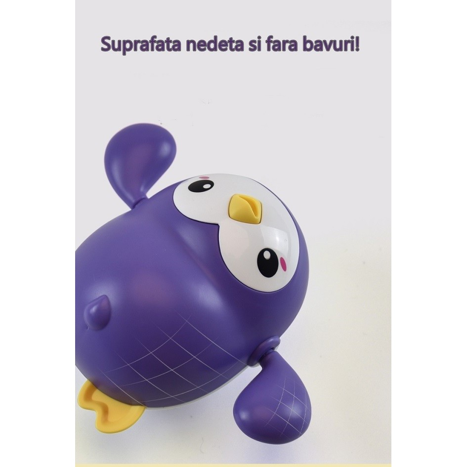 Jucarie de baie interactiva pentru copii, Flippy, pinguinul mov - Image 5