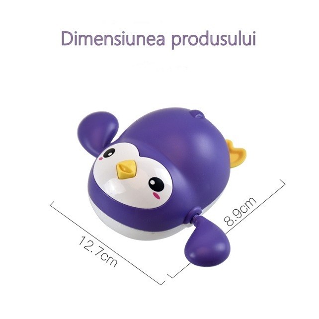 Jucarie de baie interactiva pentru copii, Flippy, pinguinul mov - Image 6