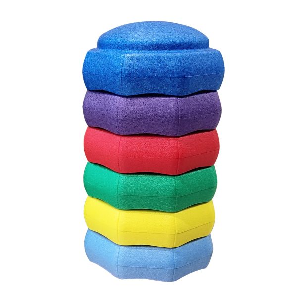 Jucarie de Echilibru, Flippy, Tip Stepping Stones, 6 Piese, din Spuma, pentru Miscare, Sarituri, Prindere, 28 x 28 x 50 cm, Model 5, Multicolor