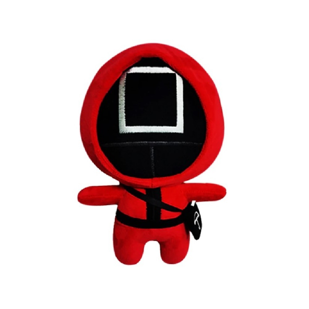 Jucarie de plus Flippy, Squid Game, 13 cm, patrat, rosie