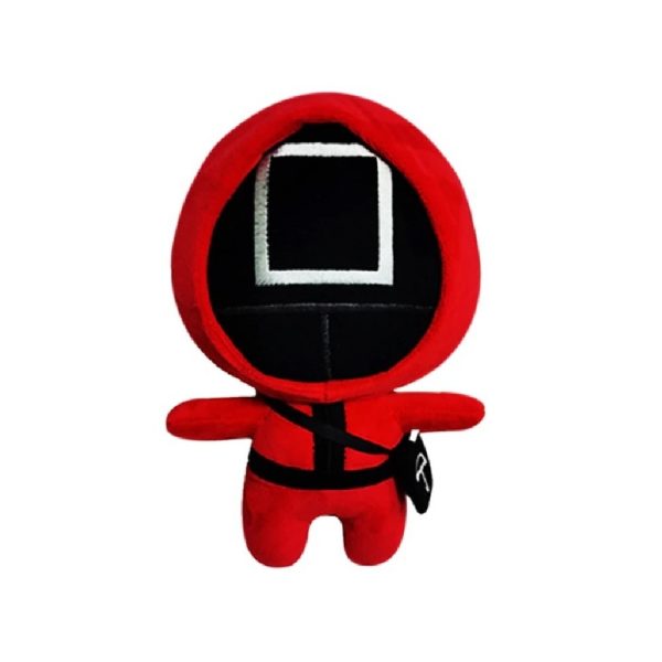 Jucarie de plus Flippy, Squid Game, 19 cm, patrat, rosie