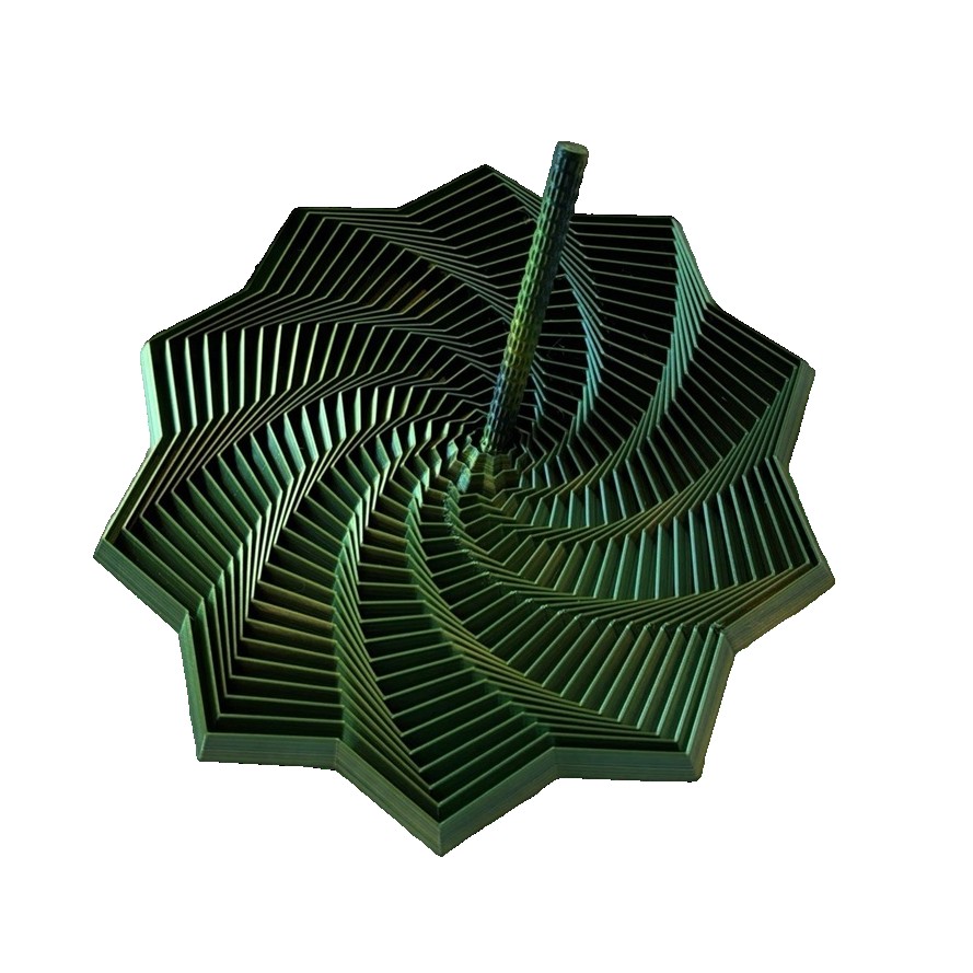 Jucarie Decompresie, Flippy, Model Stea 3D, DuoChrome, Maner Spirala, Turn Magic Geometric, Multiple Forme, Anti-stress, 11 cm, Negru/Verde