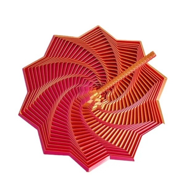 Jucarie Decompresie, Flippy, Model Stea 3D, DuoChrome, Maner Spirala, Turn Magic Geometric, Multiple Forme, Anti-stress, 8.6 cm, Rosu/Auriu