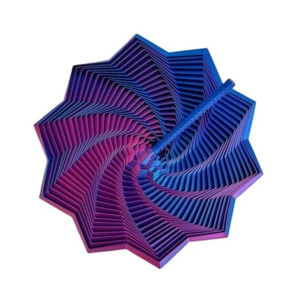 Jucarie Decompresie, Flippy, Model Stea 3D, DuoChrome, Maner Spirala, Turn Magic Geometric, Multiple Forme, Anti-stress, 17 cm, Albastru/Violet