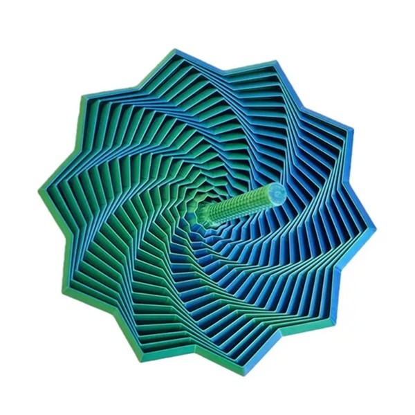 Jucarie Decompresie, Flippy, Model Stea 3D, DuoChrome, Maner Spirala, Turn Magic Geometric, Multiple Forme, Anti-stress, 11 cm, Verde/Albastru