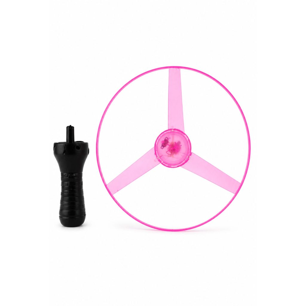 Jucarie Disc Zburator, Distractiv pentru Copii, Flippy, Aruncator Manual din Plastic, cu Lumini, Roz