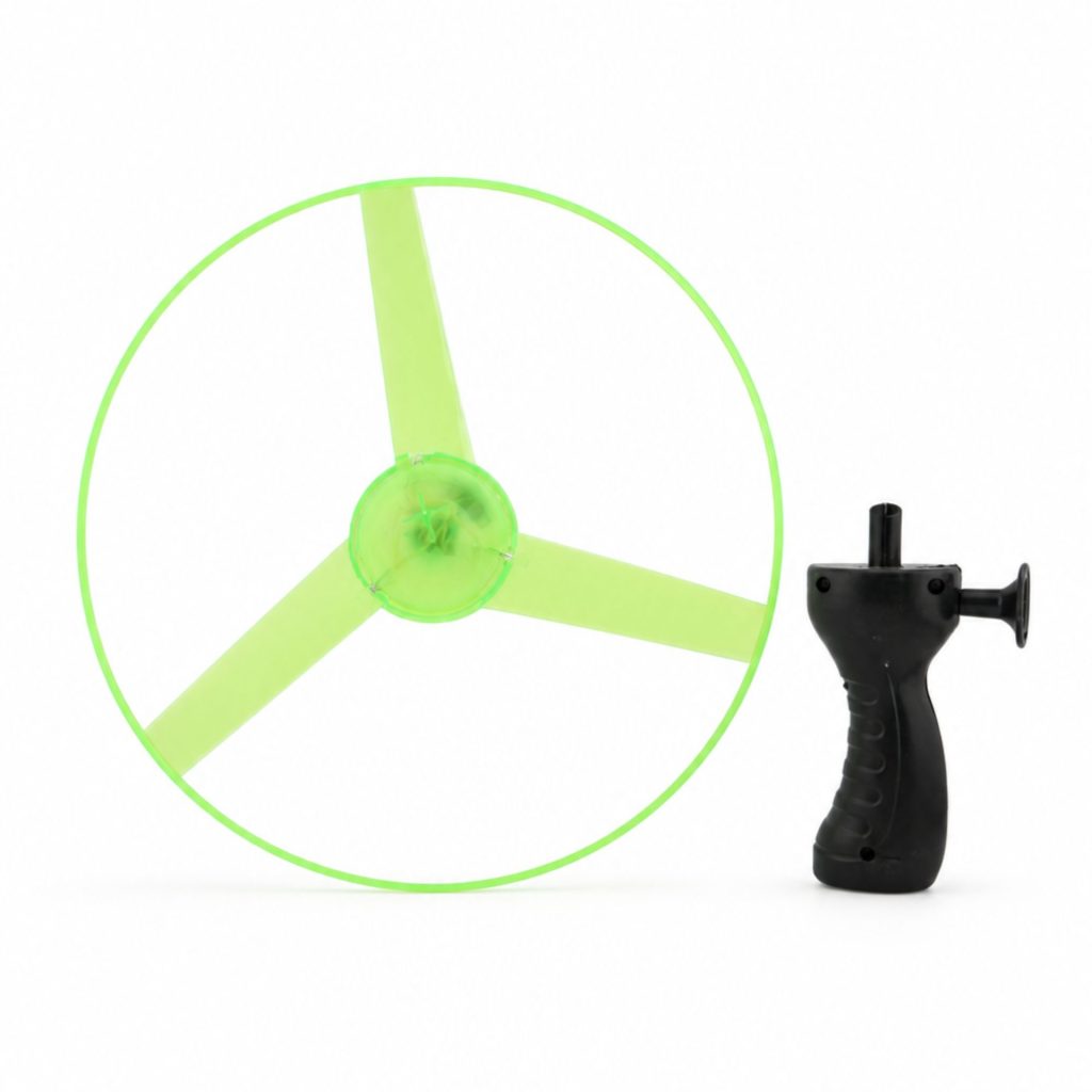 Jucarie Disc Zburator, Distractiv pentru Copii, Flippy, Aruncator Manual din Plastic, cu Lumini, Verde