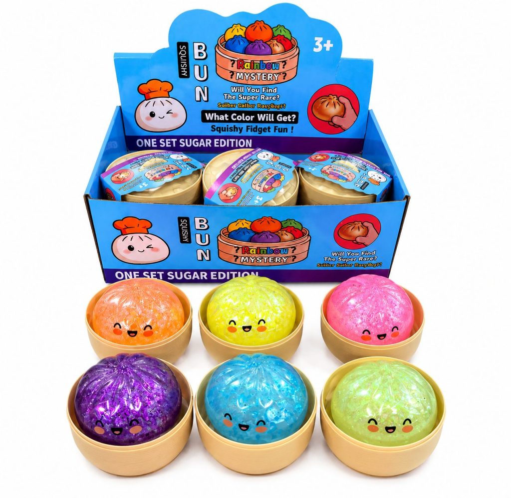 Jucarie Senzoriala Antistres, Flippy, Model Dumpling Squishy Misterios, Textura Moale si Compresibila, 8.5 cm, Culoare Aleatorie