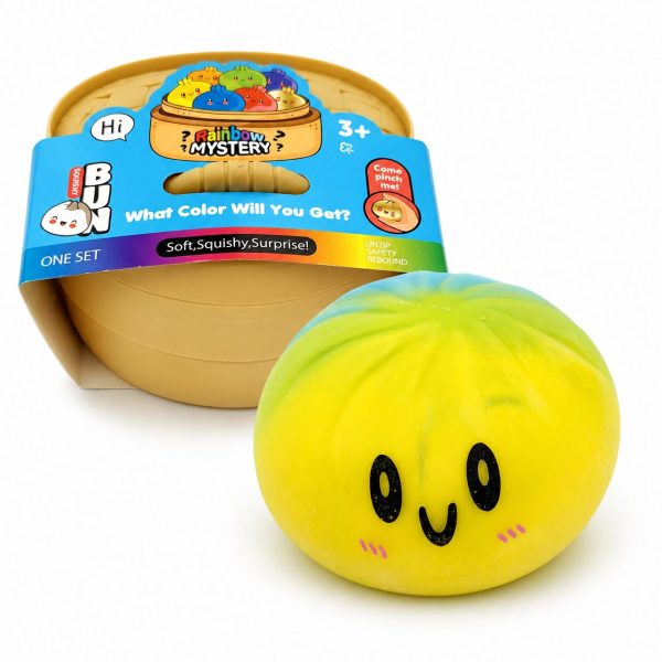 Jucărie Dumpling Squishy Jumbo, Flippy, Model Fata Zambitoare, Rainbow Mistery, Jucarie Antistres pentru Copii/Adulti, Comprimabil cu Revenire, 16x16x11 cm, 500 g, Multicolor