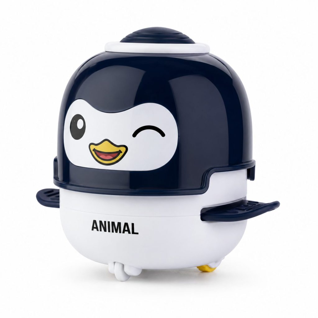 Jucarie Interactiva cu Inertie, Flippy, Model Pinguin, Sunete si Lumini, pentru Copii 1-3 Ani, Albastru