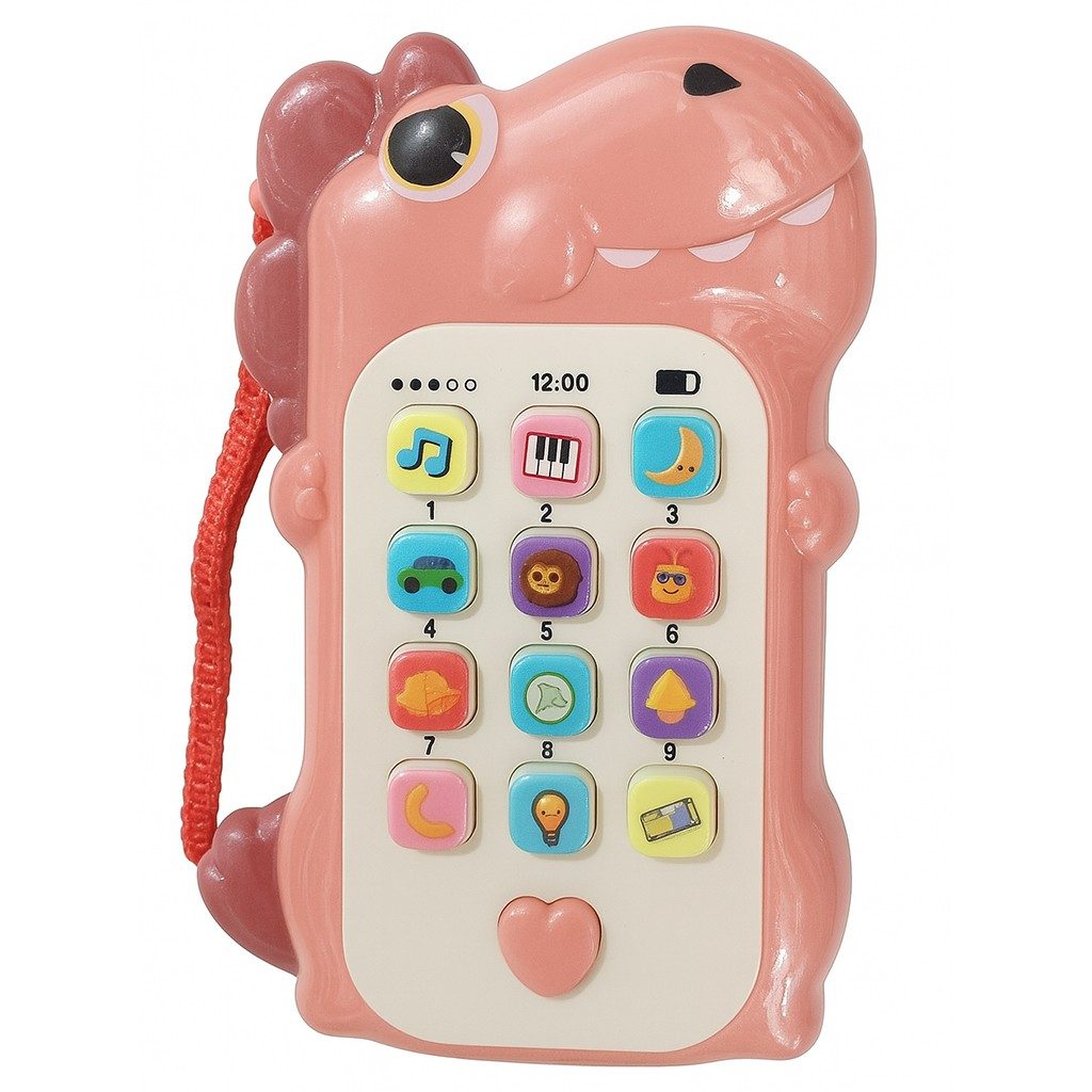 Jucarie Interactiva, Flippy, Telefon Inteligent, Model Dinozaur, Functii Educative, Muzicale si Voce, 4-6 ani, 19 x 11.5 cm, din Plastic, Roz