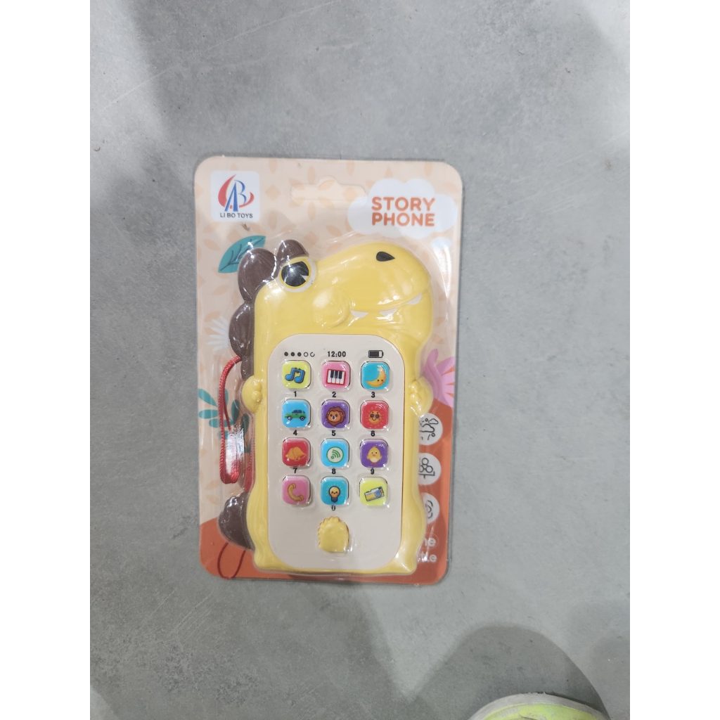 Jucarie Interactiva, Flippy, Telefon Inteligent, Model Dinozaur, Functii Educative, Muzicale si Voce, 4-6 ani, 19 x 11.5 cm, din Plastic, Galben