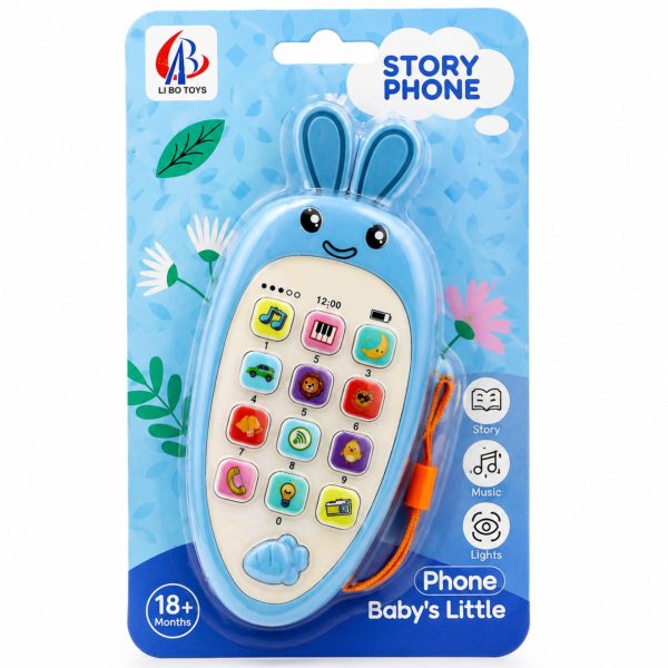 Jucarie Interactiva, Flippy, Telefon Inteligent, Model Morcov, Functii Educative, Muzicale si Voce, 4-6 ani, 19 x 11.5 cm, din Plastic, Albastru
