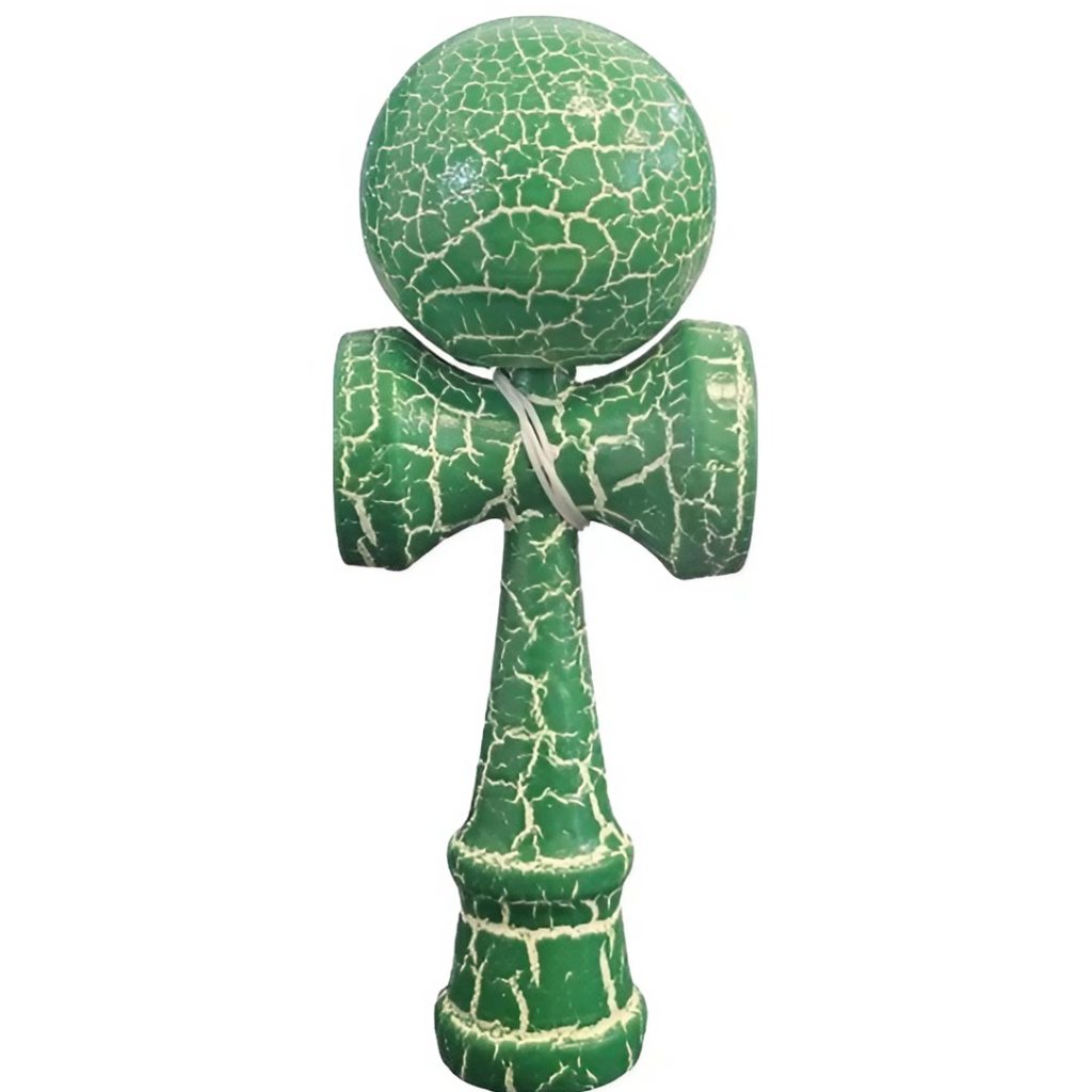 Kendama X Originala, Profesionala, Flippy, Kendama Cracked, din Lemn, 18 cm, Verde Alb