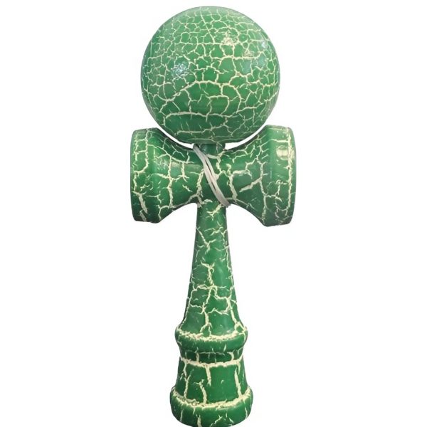 Kendama X Originala, Profesionala, Flippy, Kendama Cracked, din Lemn, 18 cm, Verde Alb