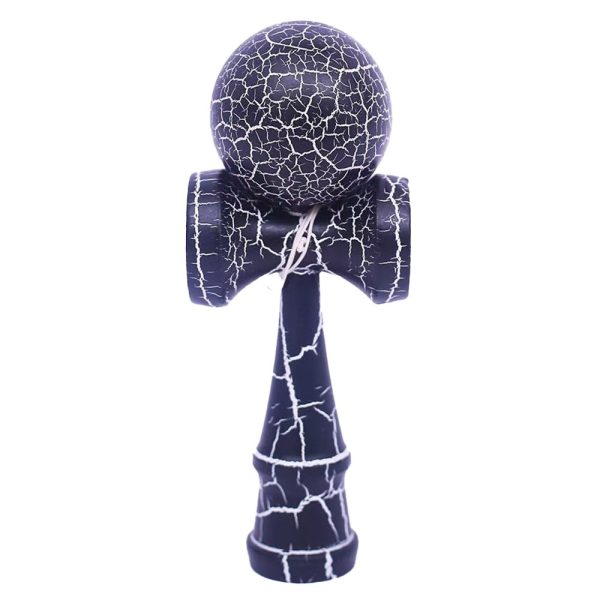Kendama X Originala, Profesionala, Flippy, Kendama Cracked, din Lemn – 18 cm, Crack Albastru inchis/Gri