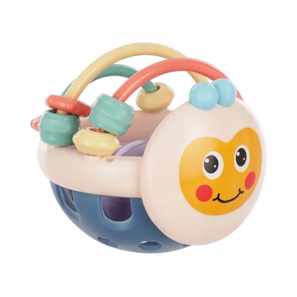 Jucarie Minge pentru Bebelusi, Flippy, pentru Dentitie, Interactiva, 0-12 Luni, Roz-Multicolor