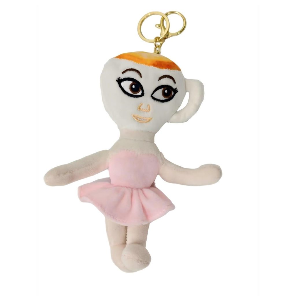 Jucarie Moale de Plus de Tip Breloc, Flippy, Model Italian Brainrot Ballerina Cappuccina, 17 x 14 cm, Roz