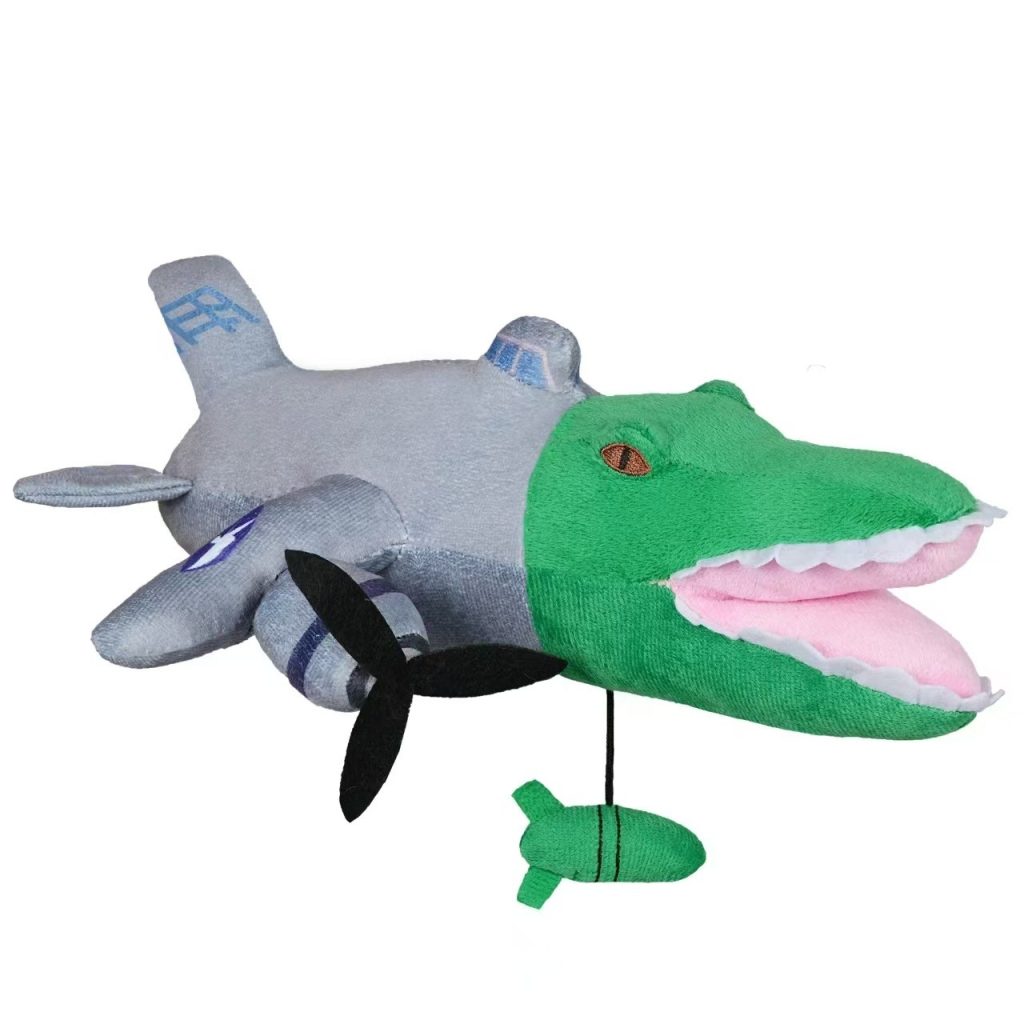 Jucarie Moale de Plus Italian Brainrot, Flippy, cu Agatatoare, Model Bombardiro Crocodilo Avion, Jucarie Moale pentru Copii, 28 x 10 cm, Verde