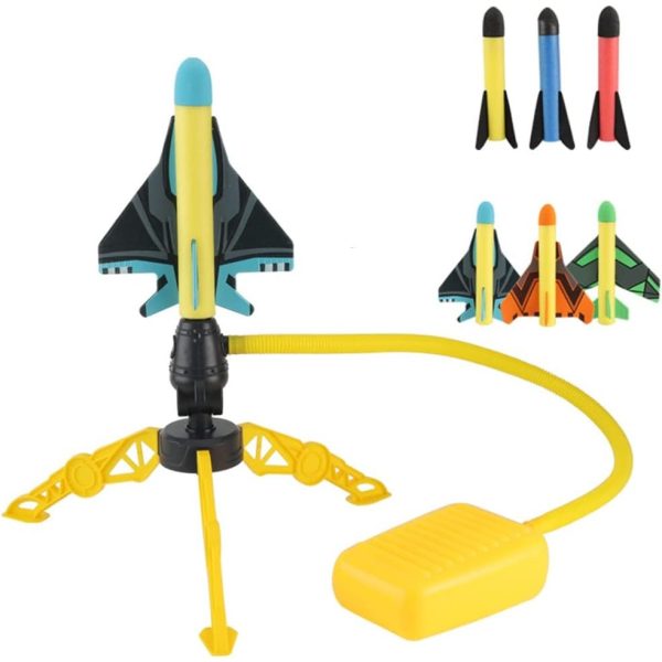 Jucarie pentru Copii, Flippy, Lansator de Rachete cu Piciorul, Un Lansator, 3 Rachete Fara Lumini, 3 Aircrafts, 42x36 cm, Multicolor