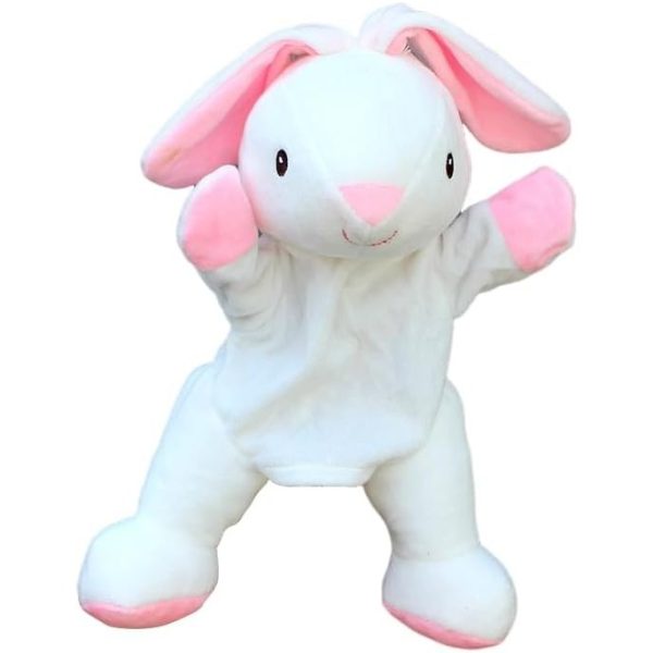 Papusa de Mana pentru Teatru de Papusi, Flippy, din Plus, 25 x 10 x 8 cm, Model Iepure, Alb/Roz