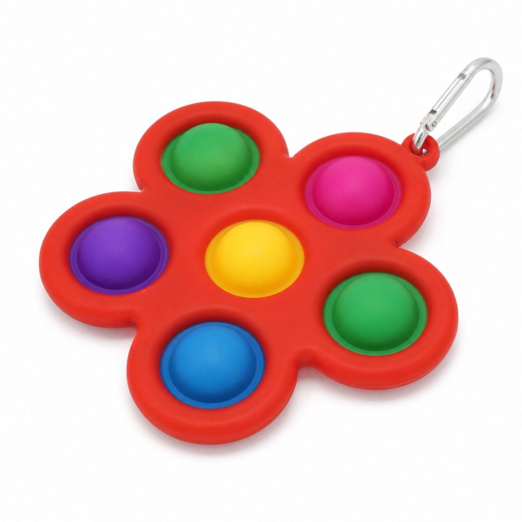 Jucarie Push Pop Bubble Fidget, Pop It, breloc antistres, Floare, Multicolor