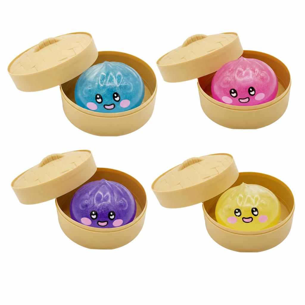 Jucarie Squishy Antistres, Flippy, Model Fata Zambitoare Simplu cu Sclipici, 6.5 x 6.5 cm, 120 gr, Culoare Mix Surpriza