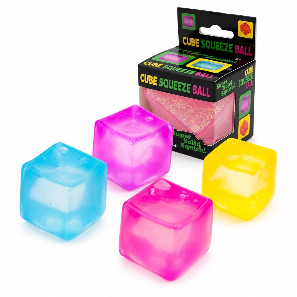 Jucarie Squishy tip Needoh in Forma de Cub de Gheata, Flippy, Model Cub de Gheata, Antistres Senzoriala Comprimabila cu Revenire Lenta, 5.5x5.5x5.5 cm, Culoare Aleatorie