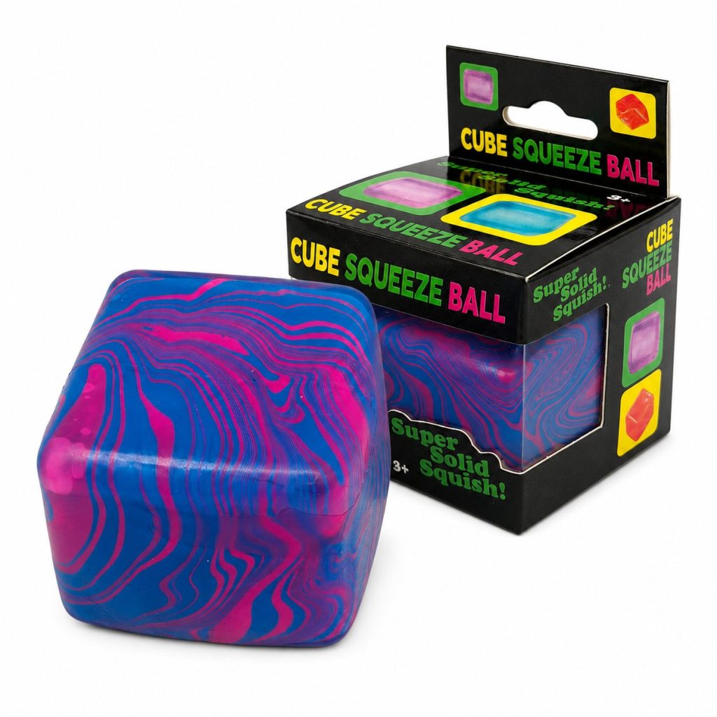 Jucarie Squishy tip Needoh in Forma de Cub de Gheata, Flippy, Model Linii Flow din Maltoza, Antistres Senzoriala Comprimabila cu Revenire Lenta, 5.5x5.5x5.5 cm, 180 g, Albastru Royal