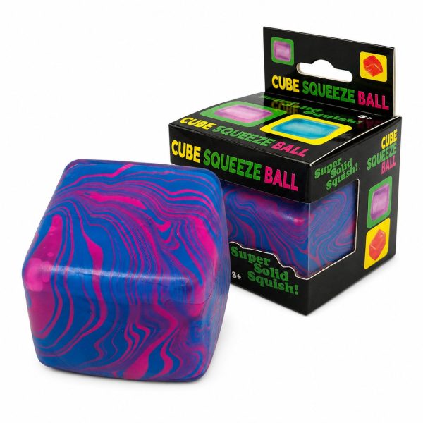 Jucarie Squishy tip Needoh in Forma de Cub de Gheata, Flippy, Model Linii Flow din Maltoza, Antistres Senzoriala Comprimabila cu Revenire Lenta, 5.5x5.5x5.5 cm, 180 g, Albastru Royal