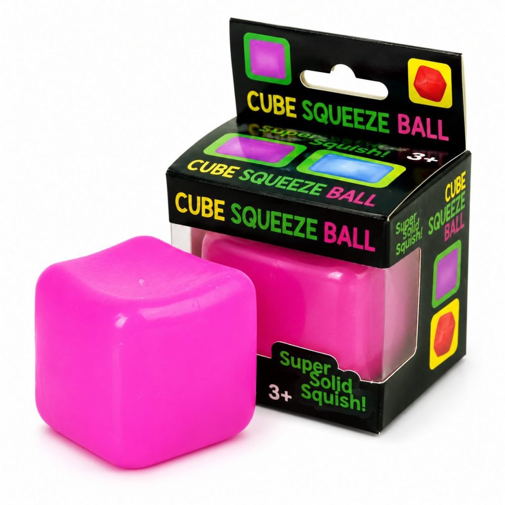 Jucarie Squishy tip Needoh in Forma de Cub de Gheata, Flippy, Model Simplu din Maltoza, Antistres Senzoriala Comprimabila cu Revenire Lenta, 3.5x3.5x3.5 cm, 50 g, Mov
