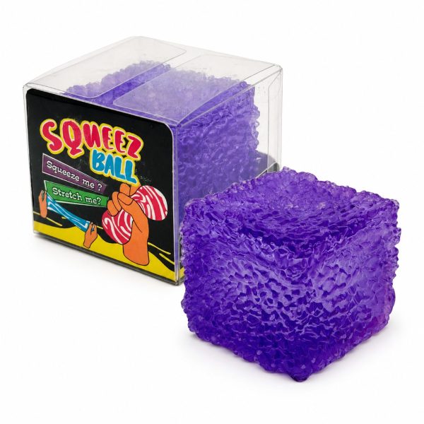Jucarie Squishy tip Needoh in Forma de Cub, Flippy, Model Frosted, Antistres Senzoriala Comprimabila cu Revenire, 5 cm, 140 g, Mov