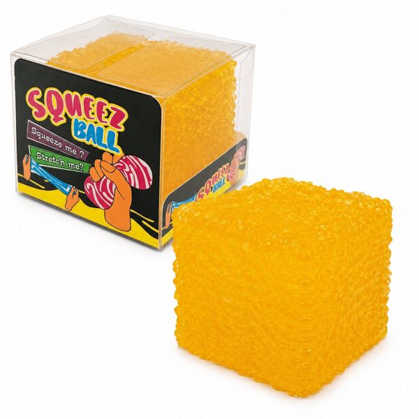 Jucarie Squishy tip Needoh in Forma de Cub, Flippy, Model Frosted, Antistres Senzoriala Comprimabila cu Revenire, 5 cm, 140 g, Portocaliu